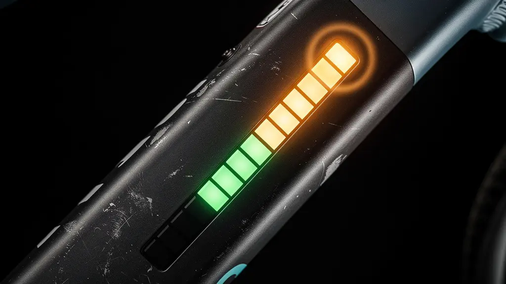 E-bike battery with visual charge indicator showing 80% level highlighted