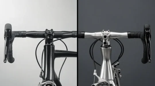 Side-by-side comparison of integrated and standard handlebar systems on road bikes