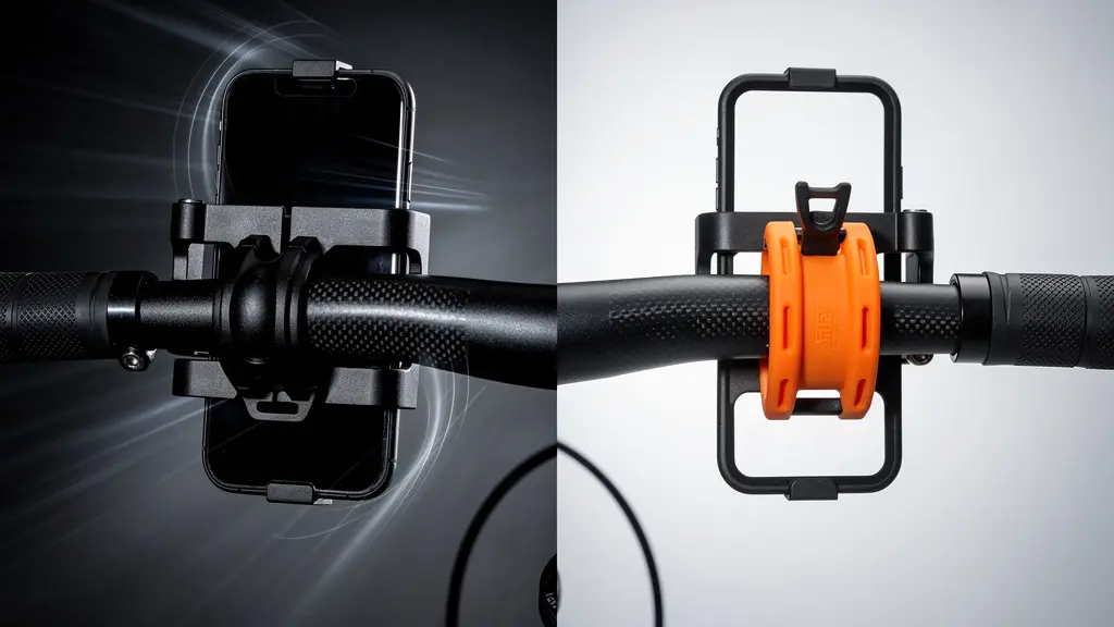 Technical detail of a bike phone mount with a vibration dampening system